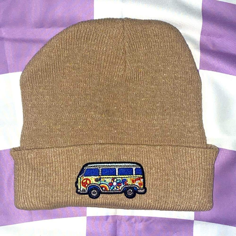 Tan neutral, 70s VW Volkswagen bus, Unisex Beanie